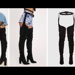 💕Belted Black Thigh High Boots💕